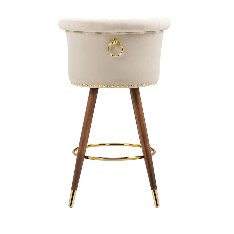 Tabourets de bar rembourrés vintage avec dossier et repose-pieds, hauteur fixe et rotation à 360° pour cuisine, salle à manger, bar à domicile