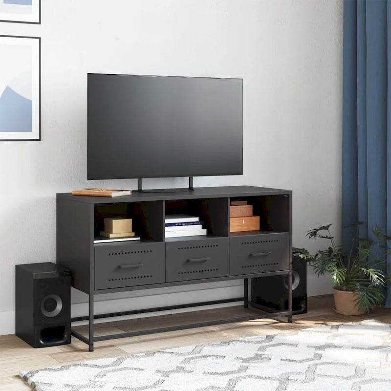 Meuble TV Centre de divertissement Meuble multimédia Meuble de salon Acier - 39,1 x 100,6 x 60,5 cm