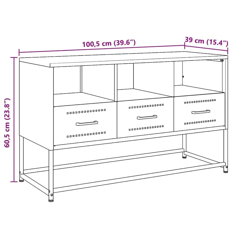 Meuble TV Centre de divertissement Meuble multimédia Meuble de salon Acier - 39,1 x 100,6 x 60,5 cm