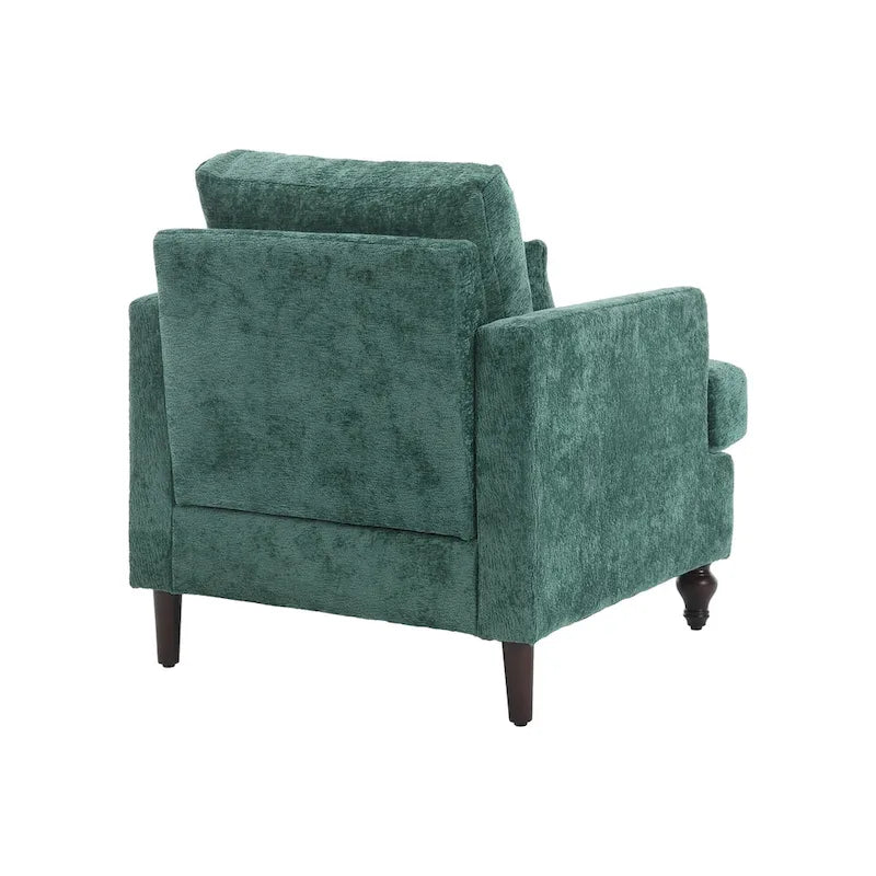 Fauteuil tapissé en chenille de 29,53 po avec structure en bois massif et coussins