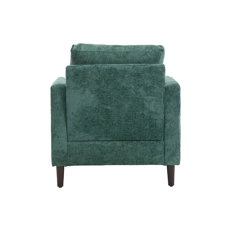 Fauteuil tapissé en chenille de 29,53 po avec structure en bois massif et coussins