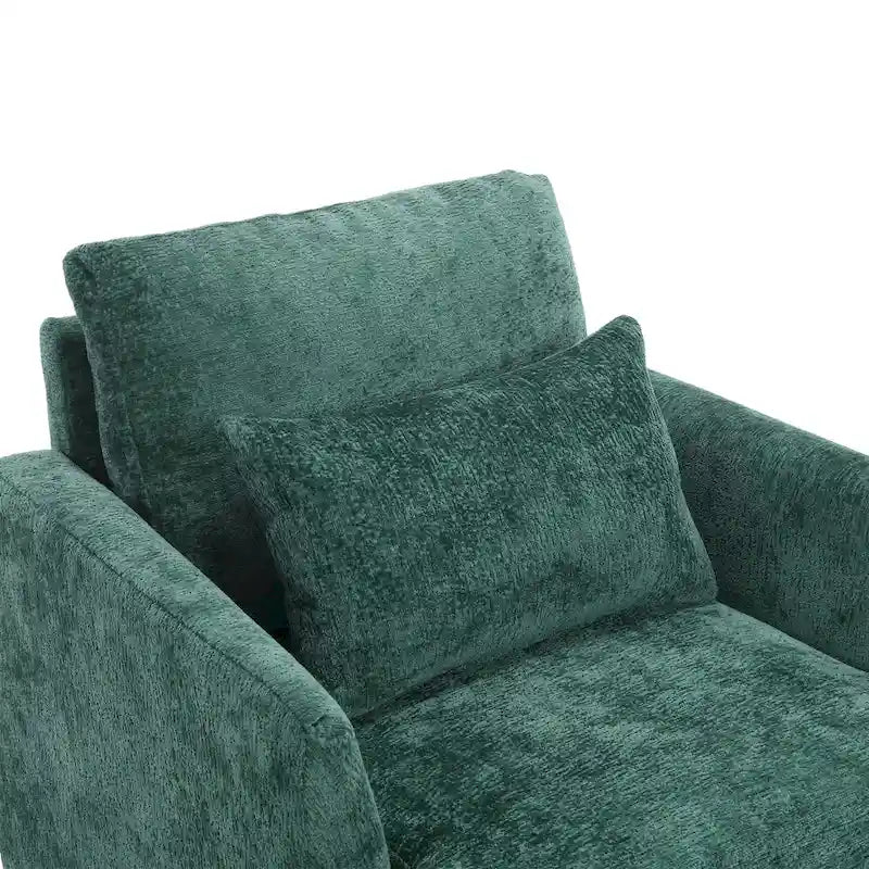 Fauteuil tapissé en chenille de 29,53 po avec structure en bois massif et coussins