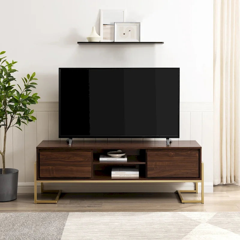 Meuble TV 2 tiroirs en métal contemporain