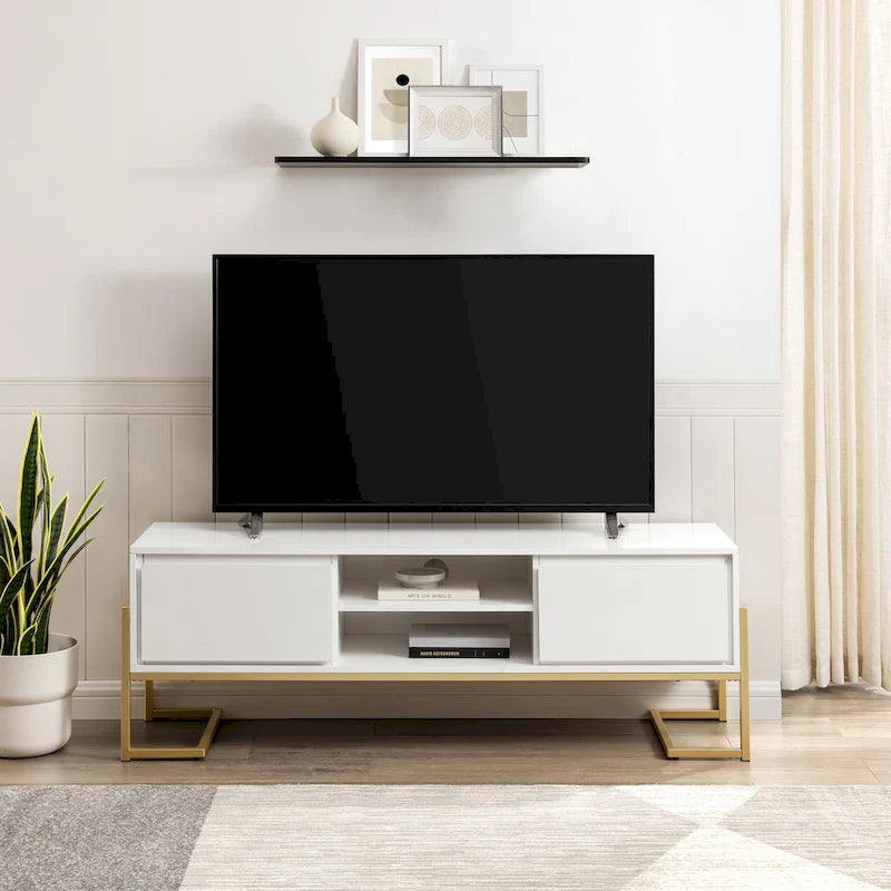 Meuble TV 2 tiroirs en métal contemporain