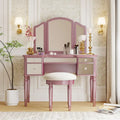 Coiffeuse de 43 po avec tiroirs miroitants et tabouret pour chambre à coucher
