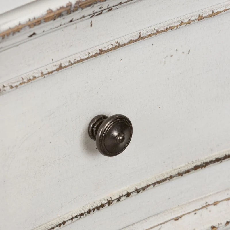 Commode 9 tiroirs en bois vieilli blanc antique
