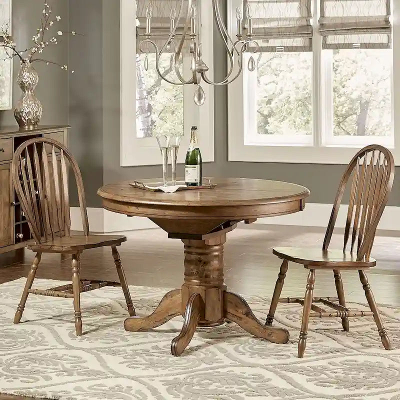 Table piédestal antique aspect vieilli miel - Marron