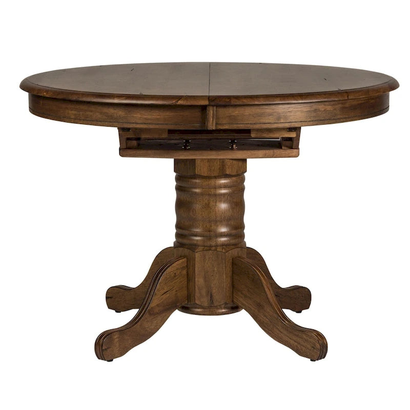 Table piédestal antique aspect vieilli miel - Marron