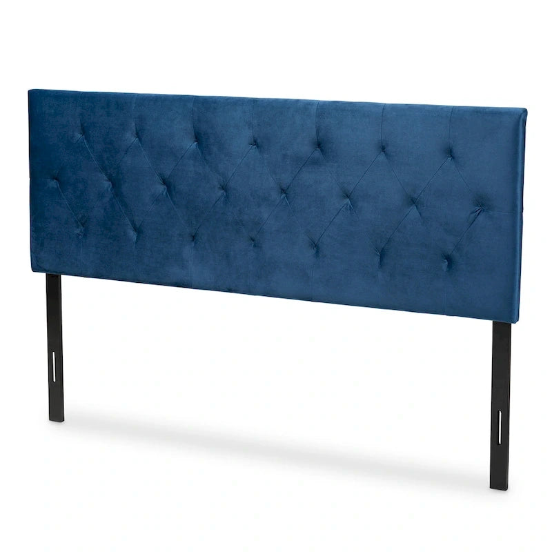 Tête de lit rembourrée en velours moderne et contemporain - Bleu marine
