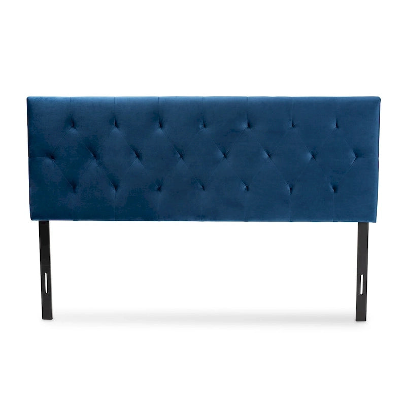 Tête de lit rembourrée en velours moderne et contemporain - Bleu marine