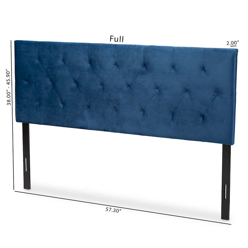 Tête de lit rembourrée en velours moderne et contemporain - Bleu marine