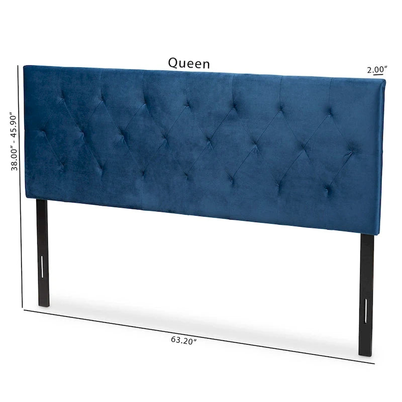 Tête de lit rembourrée en velours moderne et contemporain - Bleu marine