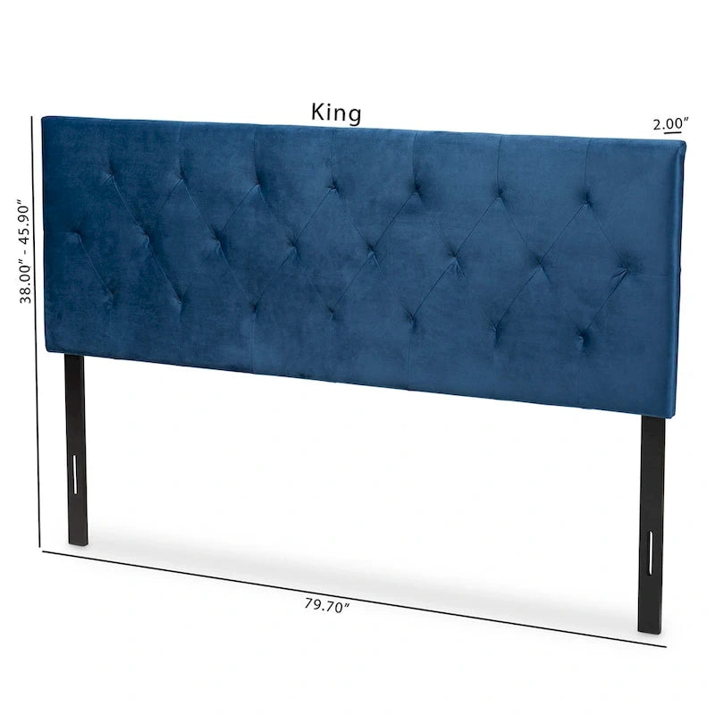 Tête de lit rembourrée en velours moderne et contemporain - Bleu marine