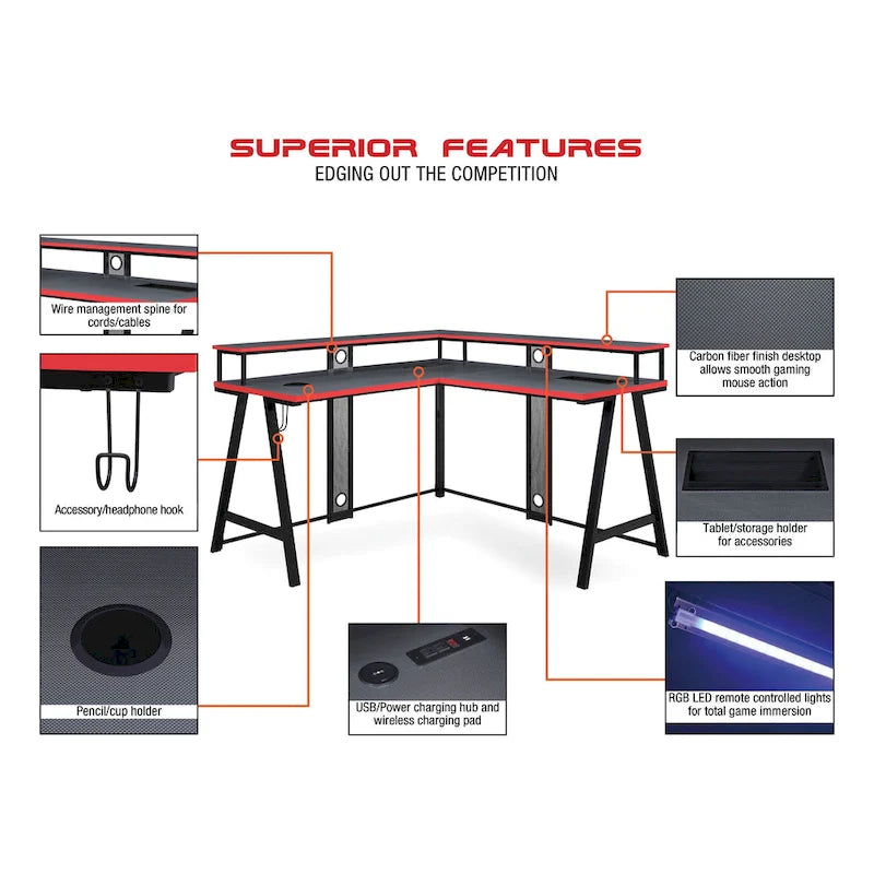 Bureau de gaming en L