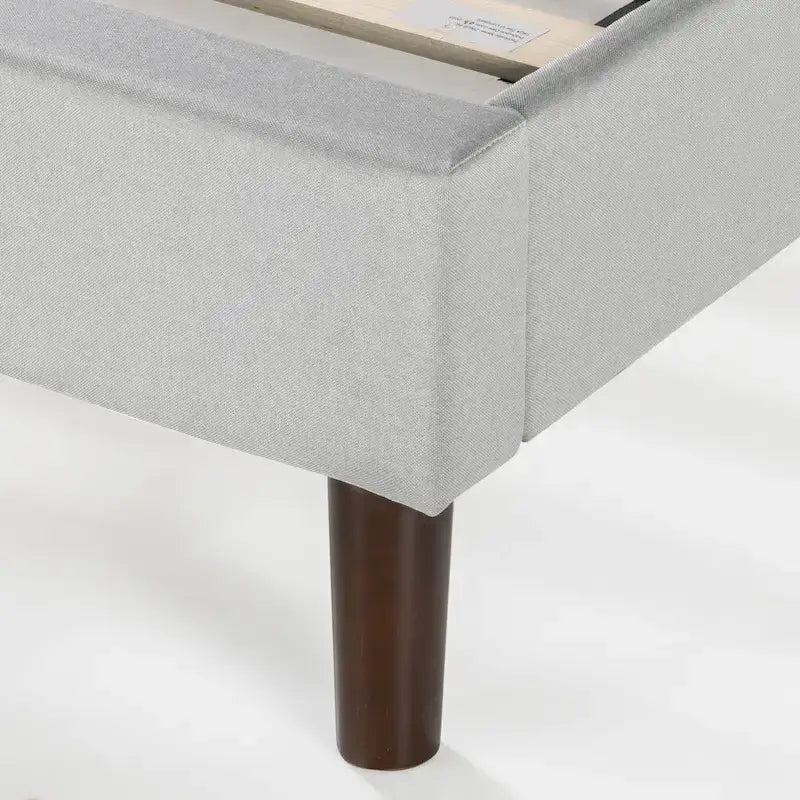 Lit plateforme haut de gamme capitonné beige en tissu gris sable