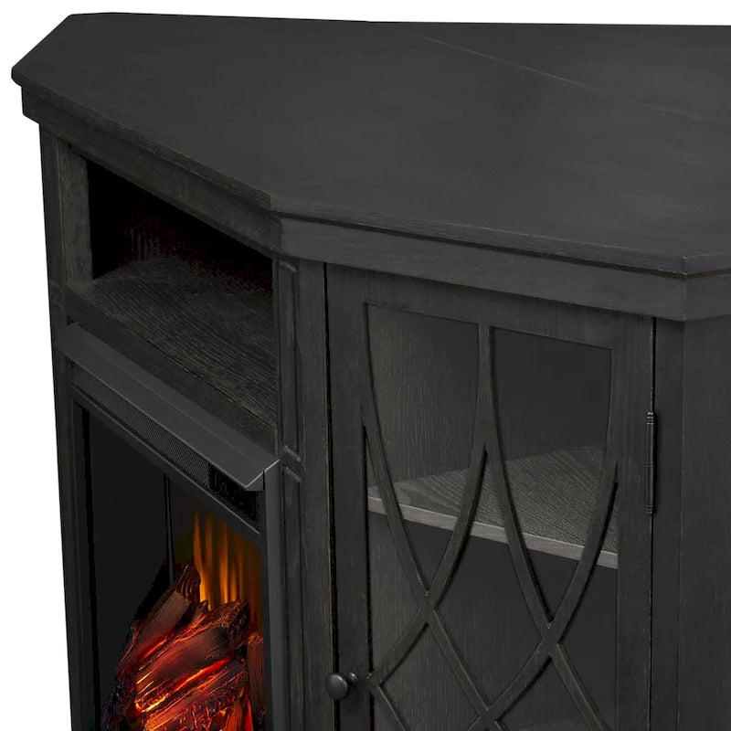 Meuble TV avec foyer électrique 56 po gris