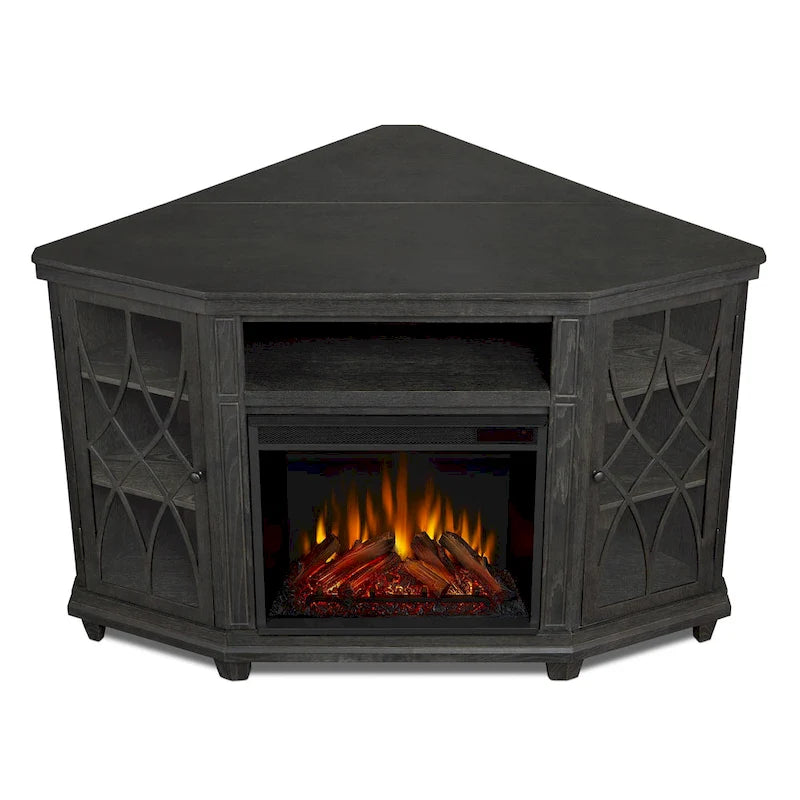 Meuble TV avec foyer électrique 56 po gris