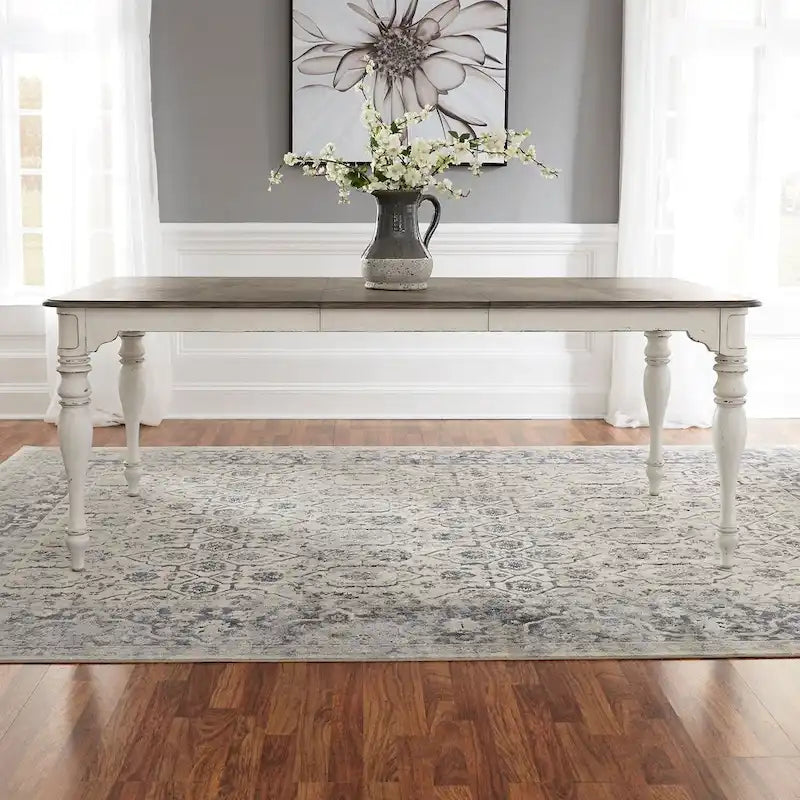 Magnolia Manor Antique White Weathered Bark Leg Table