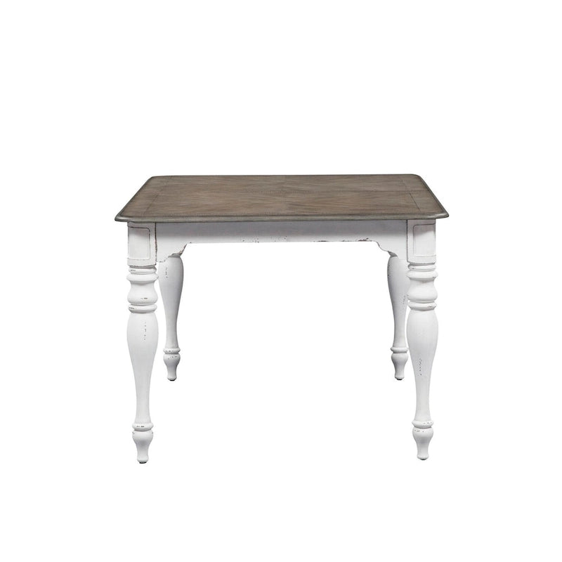Table à pieds en bois flotté blanc antique