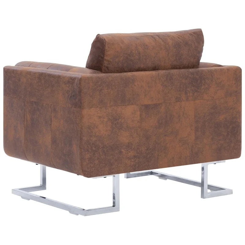 Fauteuil en similicuir suédé marron - 33 x 24,4 x 28,7