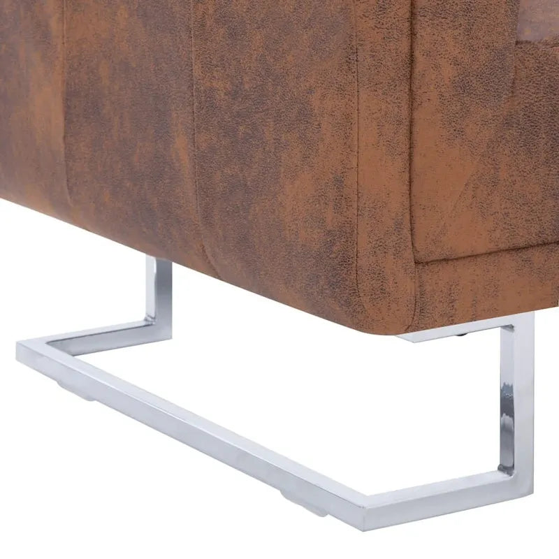 Fauteuil en similicuir suédé marron - 33 x 24,4 x 28,7