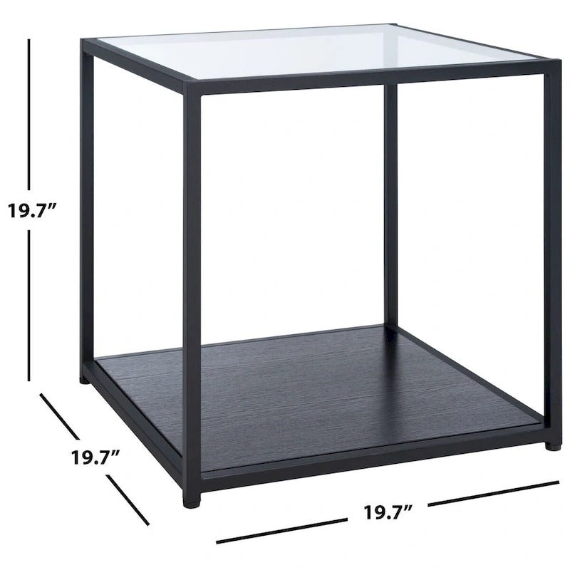 Table d'appoint carrée avec tablette inférieure - 19,7 L x 19,7 P x 19,7 H - 20 L x 20 P x 20 H