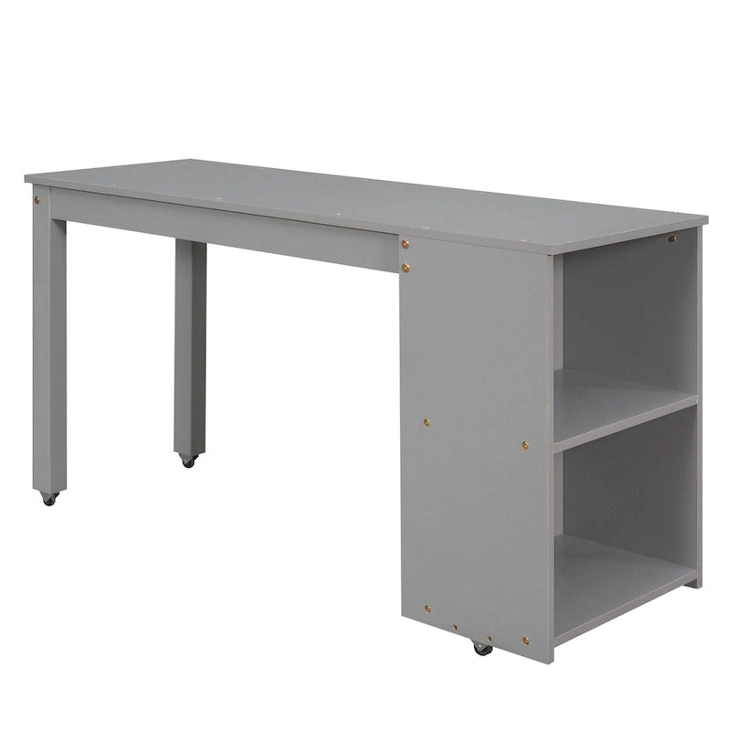 Lit mezzanine multifonction avec armoire, étagères et bureau roulant portable
