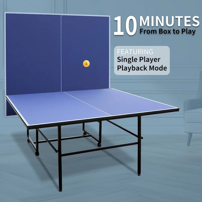 Table de ping-pong pliable et portable de 9 pieds, 2 raquettes et 3 balles