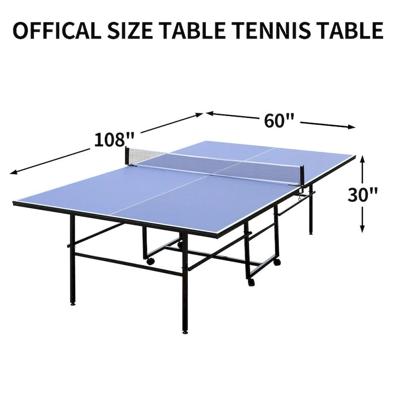 Table de ping-pong pliable et portable de 9 pieds, 2 raquettes et 3 balles